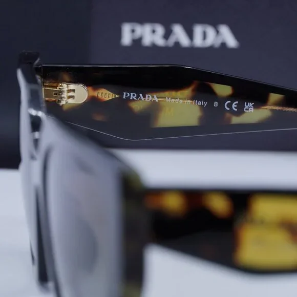 Prada PR15WSF 3890A7 Square Sunglasses Black & Havana/Grey  display picture 2